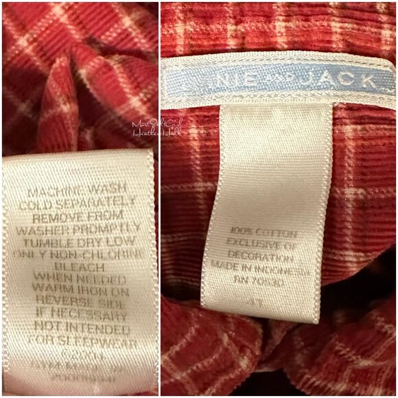 Janie & Jack Burgundy Checkered Cotton Thin Corduroy Button-Up Shirt Size 4T - Picture 4 of 4